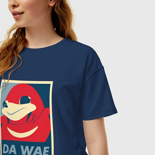Женская футболка оверсайз Da Wae / Тёмно-синий – фото 3