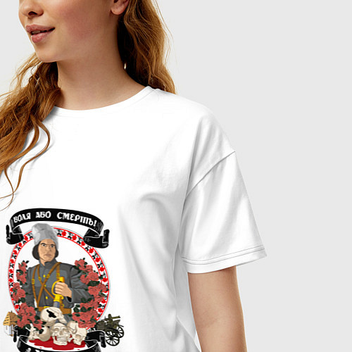 Женская футболка оверсайз Махно Нестор Иванович / Белый – фото 3