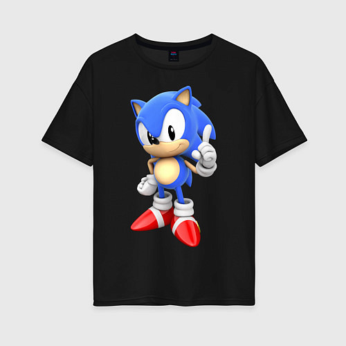 Женская футболка оверсайз Classic Sonic / Черный – фото 1