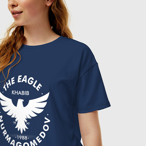 Женская футболка оверсайз The Eagle: Khabib UFC / Тёмно-синий – фото 3