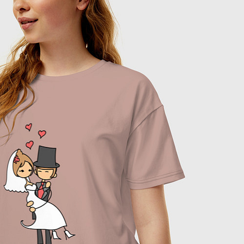 Женская футболка оверсайз Счастливая Жена / Пыльно-розовый – фото 3