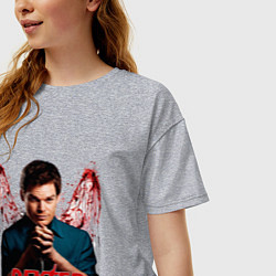 Футболка оверсайз женская Dexter: Blooded wings, цвет: меланж — фото 2