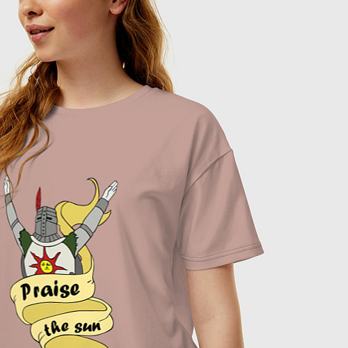 Женская футболка оверсайз Praise the Sun / Пыльно-розовый – фото 3