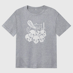 Футболка оверсайз женская Cat Got Your Soul, цвет: меланж