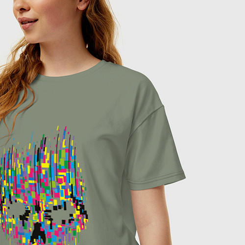 Женская футболка оверсайз Череп / Авокадо – фото 3