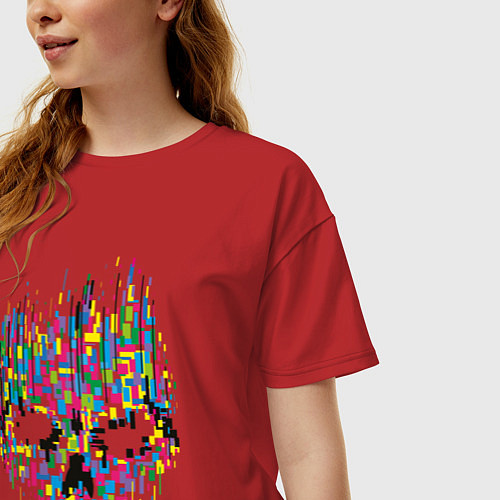 Женская футболка оверсайз Череп / Красный – фото 3