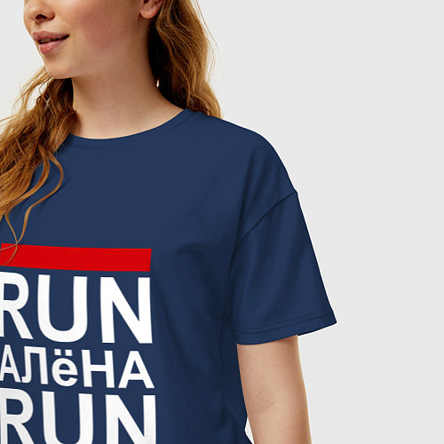 Женская футболка оверсайз Run Алёна Run / Тёмно-синий – фото 3