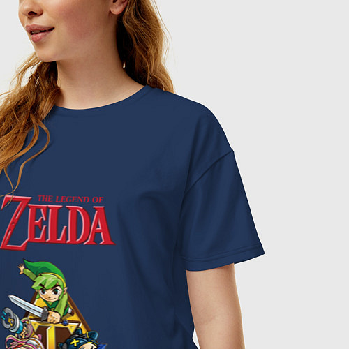 Женская футболка оверсайз Zelda: Tri force heroes / Тёмно-синий – фото 3