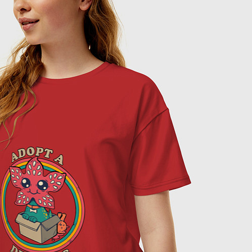 Женская футболка оверсайз Adopt a Demodog / Красный – фото 3