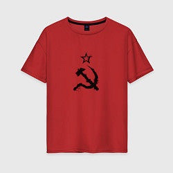 Футболка оверсайз женская СССР: Серп и молот, цвет: красный