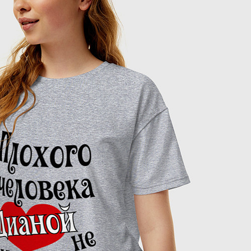 Женская футболка оверсайз Плохая Диана / Меланж – фото 3