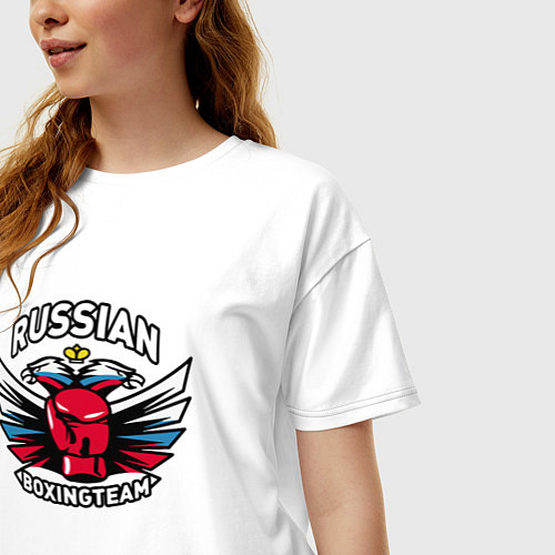 Женская футболка оверсайз Russian Boxing Team / Белый – фото 3