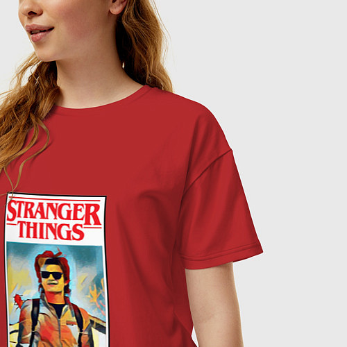Женская футболка оверсайз Stranger Things / Красный – фото 3