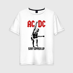Футболка оверсайз женская AC/DC: Stiff Upper Lip, цвет: белый