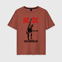 Футболка оверсайз женская AC/DC: Stiff Upper Lip, цвет: кирпичный