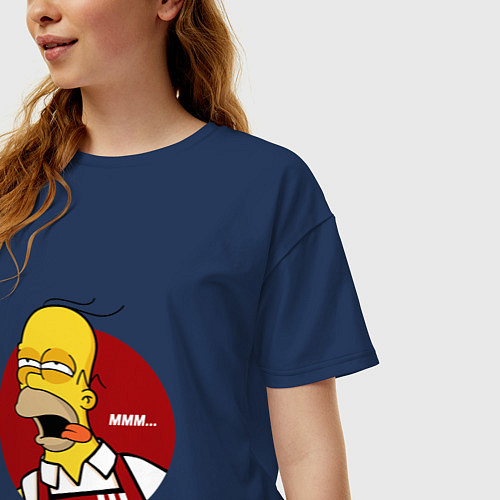 Женская футболка оверсайз KFC Homer / Тёмно-синий – фото 3