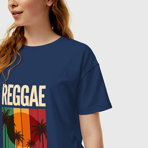 Женская футболка оверсайз Reggae / Тёмно-синий – фото 3