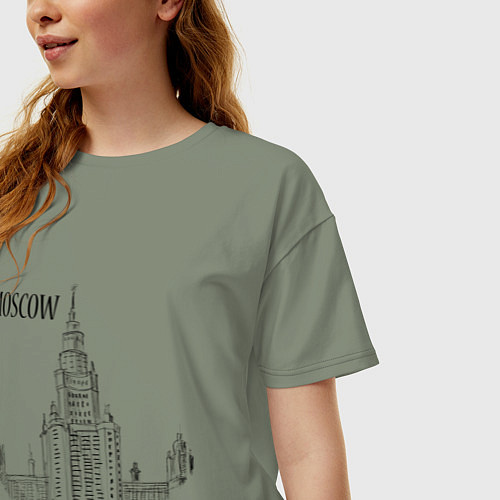 Женская футболка оверсайз Moscow MSU / Авокадо – фото 3