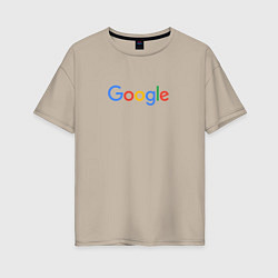 Футболка оверсайз женская Google, цвет: миндальный