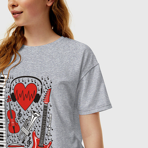 Женская футболка оверсайз Истинный меломан / Меланж – фото 3