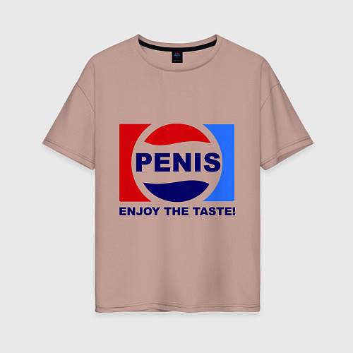 Женская футболка оверсайз Penis. Enjoy the taste / Пыльно-розовый – фото 1