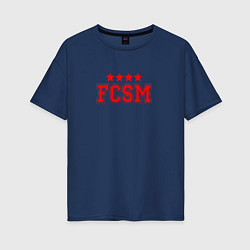 Футболка оверсайз женская FCSM Club, цвет: тёмно-синий