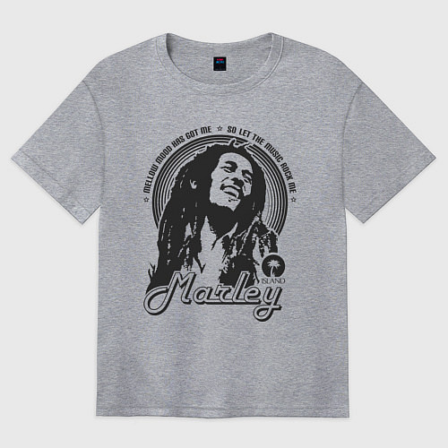 Женская футболка оверсайз Bob Marley: Island / Меланж – фото 1