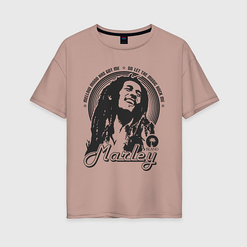 Женская футболка оверсайз Bob Marley: Island / Пыльно-розовый – фото 1