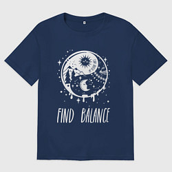 Футболка оверсайз женская Find Balance, цвет: тёмно-синий