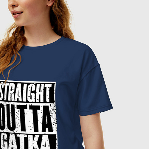 Женская футболка оверсайз Straight Outta Gatka / Тёмно-синий – фото 3