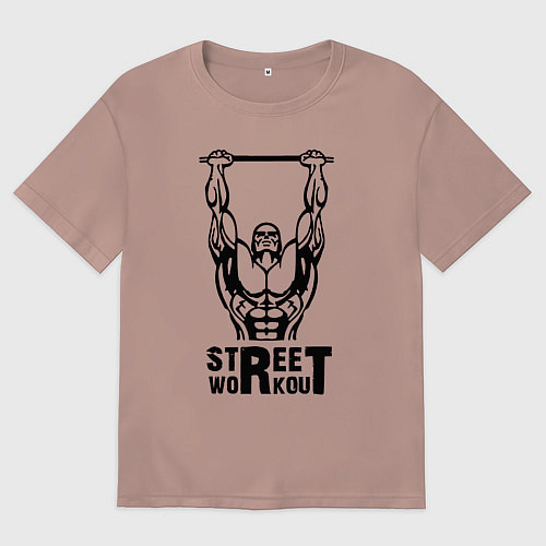 Женская футболка оверсайз Стрит воркаут чемпион / Пыльно-розовый – фото 1