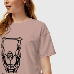 Футболка оверсайз женская Стрит воркаут чемпион, цвет: пыльно-розовый — фото 2