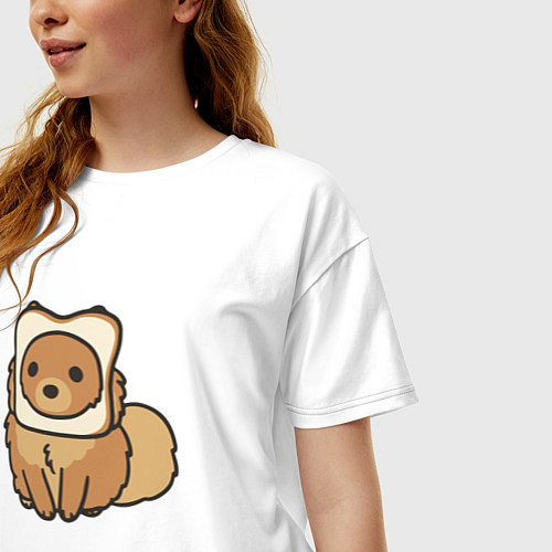 Женская футболка оверсайз Шпиц нахлебник / Белый – фото 3