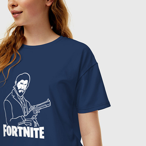 Женская футболка оверсайз Fortnite Shooter / Тёмно-синий – фото 3