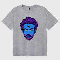 Футболка оверсайз женская Childish Gambino синяя голова, цвет: меланж