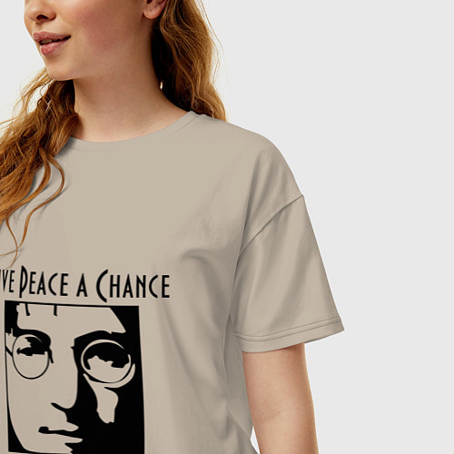 Женская футболка оверсайз Give Peace a Chance / Миндальный – фото 3