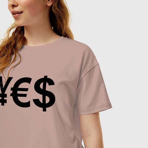 Женская футболка оверсайз YE$ / Пыльно-розовый – фото 3