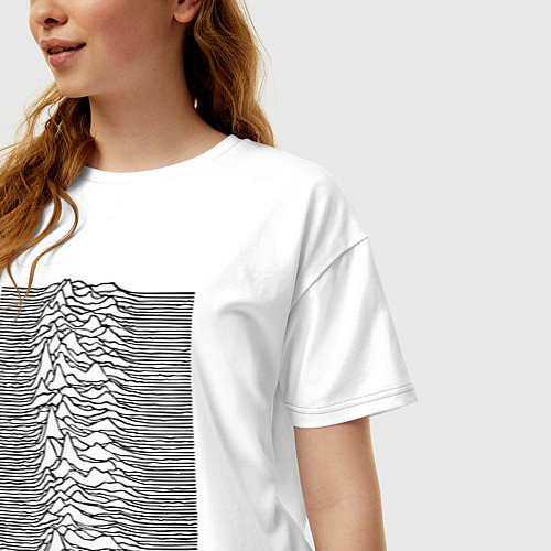 Женская футболка оверсайз Unknown Pleasures / Белый – фото 3