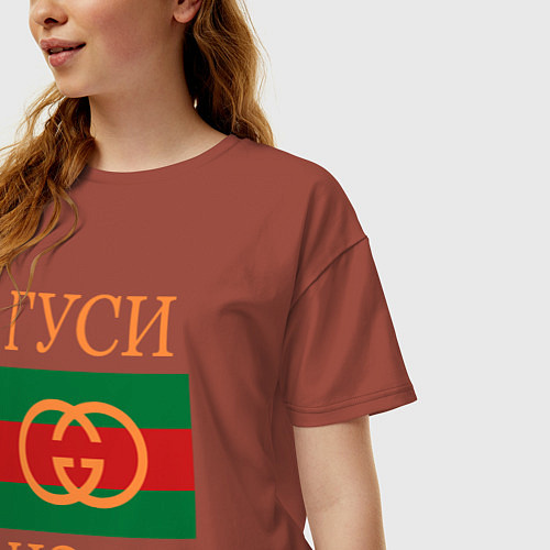 Женская футболка оверсайз Гуси Гуси / Кирпичный – фото 3