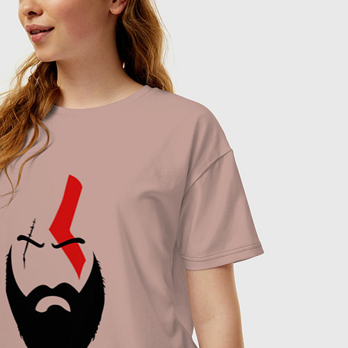 Женская футболка оверсайз God of War: Kratos Face / Пыльно-розовый – фото 3
