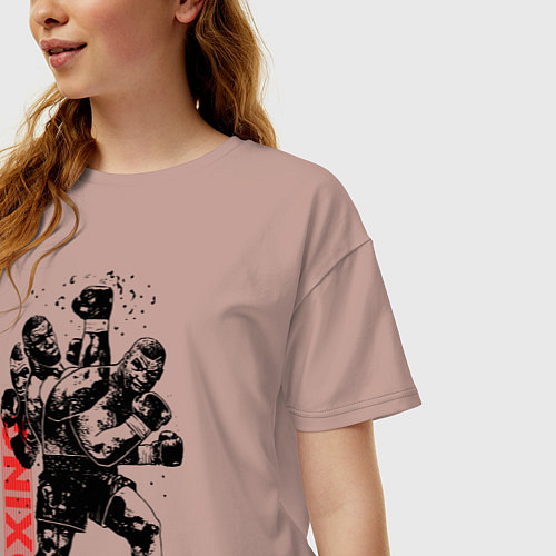 Женская футболка оверсайз Майк Тайсон уворачивается / Пыльно-розовый – фото 3