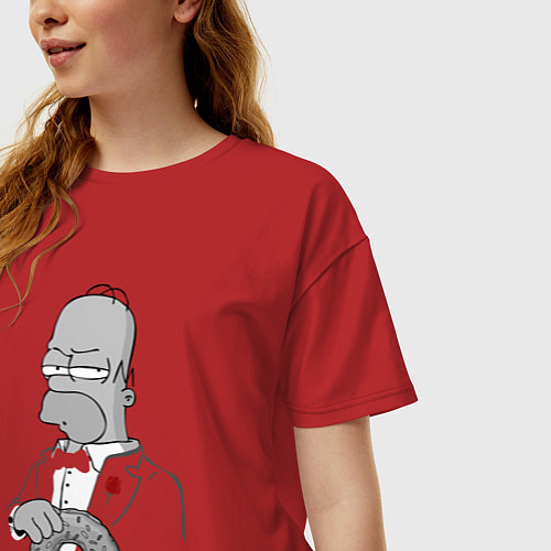 Женская футболка оверсайз Дон Гомер / Красный – фото 3