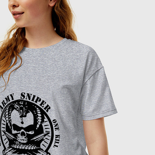 Женская футболка оверсайз Армейский снайпер / Меланж – фото 3