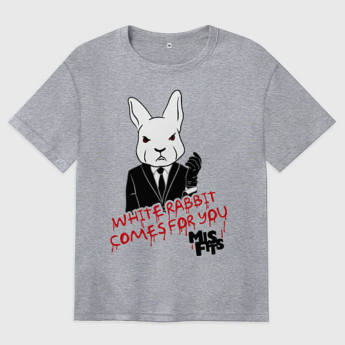 Женская футболка оверсайз Misfits: White rabbit / Меланж – фото 1