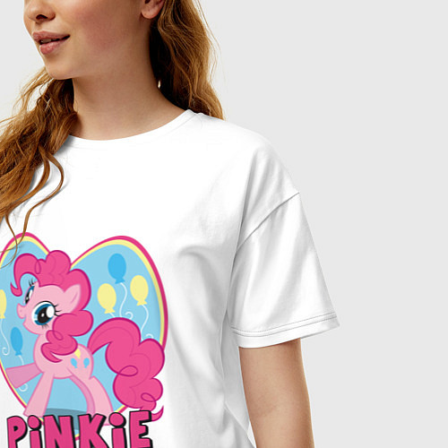 Женская футболка оверсайз Pinkie Pie: in my heart / Белый – фото 3