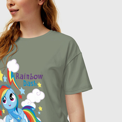 Женская футболка оверсайз Rainbow Dash / Авокадо – фото 3