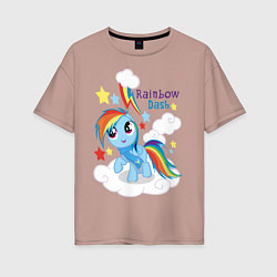 Футболка оверсайз женская Rainbow Dash, цвет: пыльно-розовый