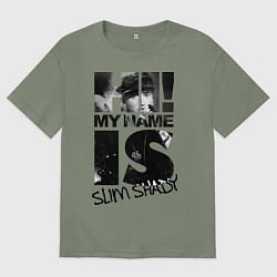 Футболка оверсайз женская My name is slim shady, цвет: авокадо