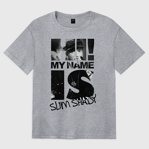 Женская футболка оверсайз My name is slim shady / Меланж – фото 1