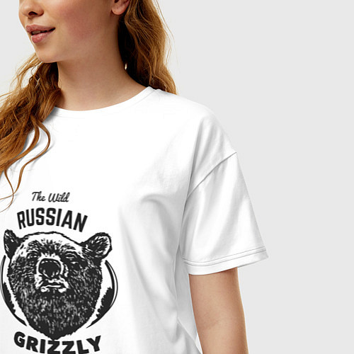 Женская футболка оверсайз Russian Grizzly / Белый – фото 3